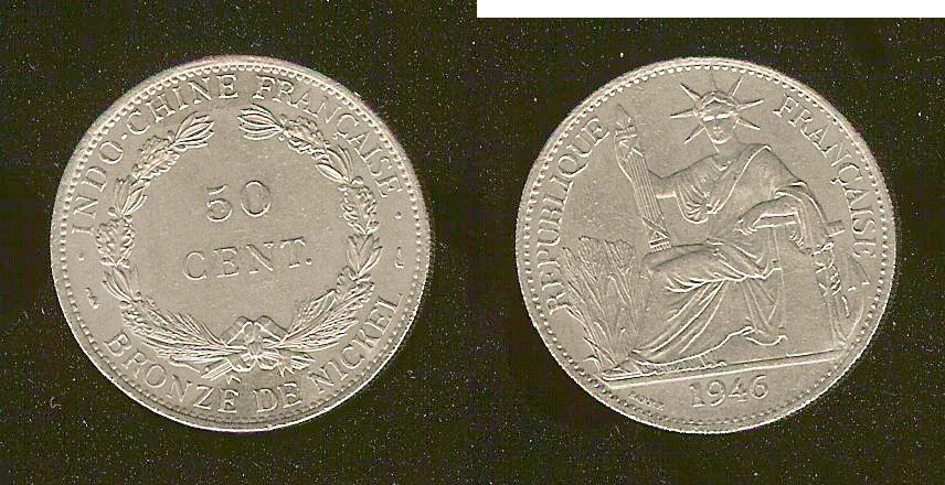 French Indochina 50 centimes 1946 AU+